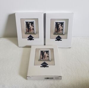 Fetco Silver Pewter Glass Wall Table Top Decor Frames 3.5" x 5" Set Of 3